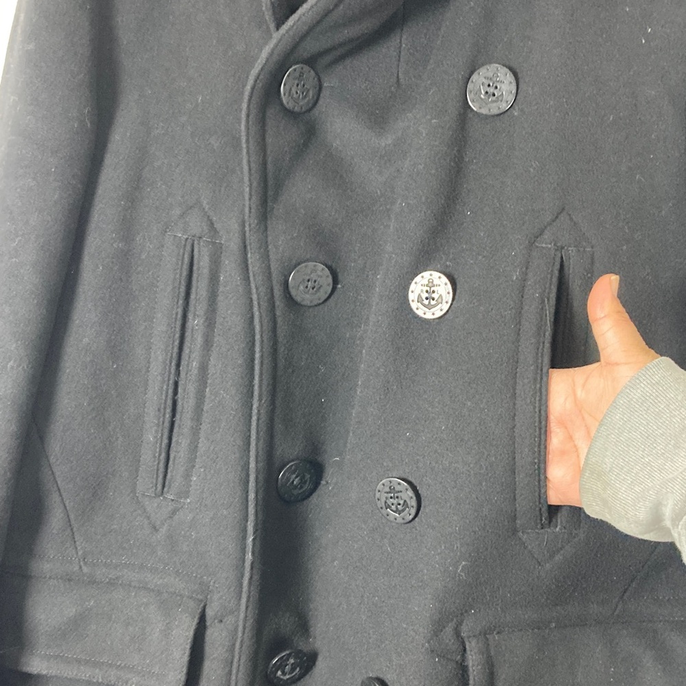 Polo by Ralph Lauren Classic Black Pea Coat Double Breasted XL - Picture 15 of 16